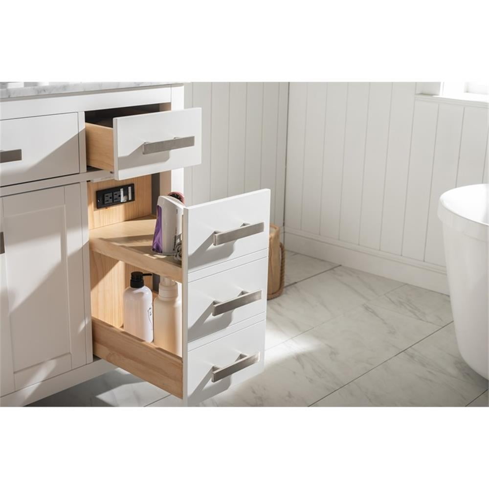 White Quartz Freestanding Single Vanity with Porcelain Sink