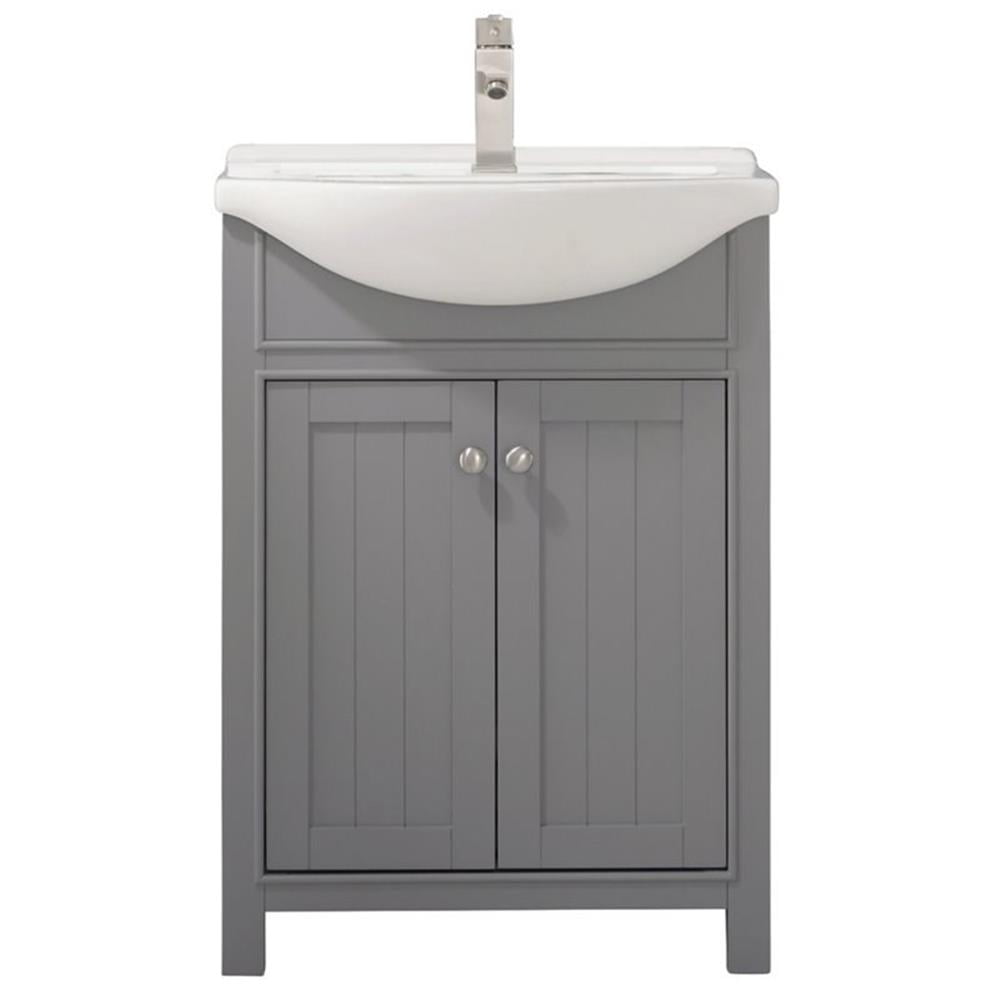 Marian Gray Solid Wood Single Sink Vanity with Porcelain Top