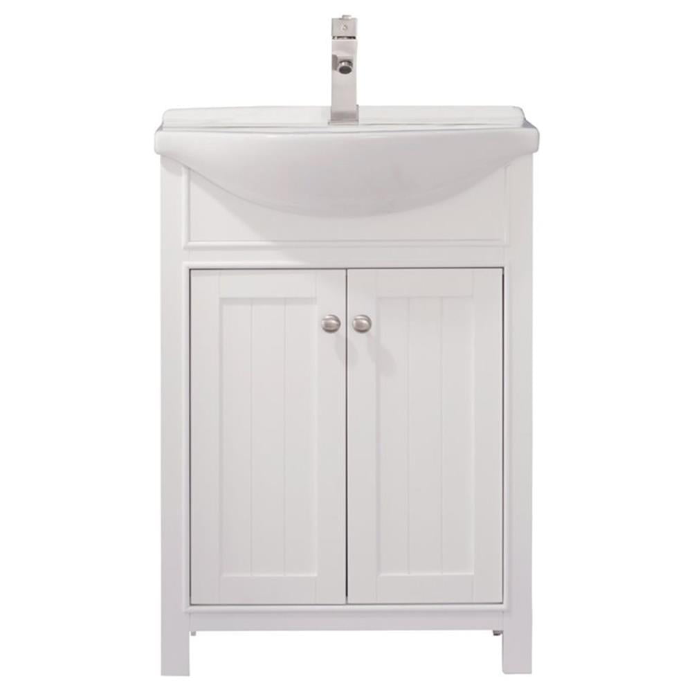 Marian 24" White Solid Hardwood Single Sink Vanity with Porcelain Top