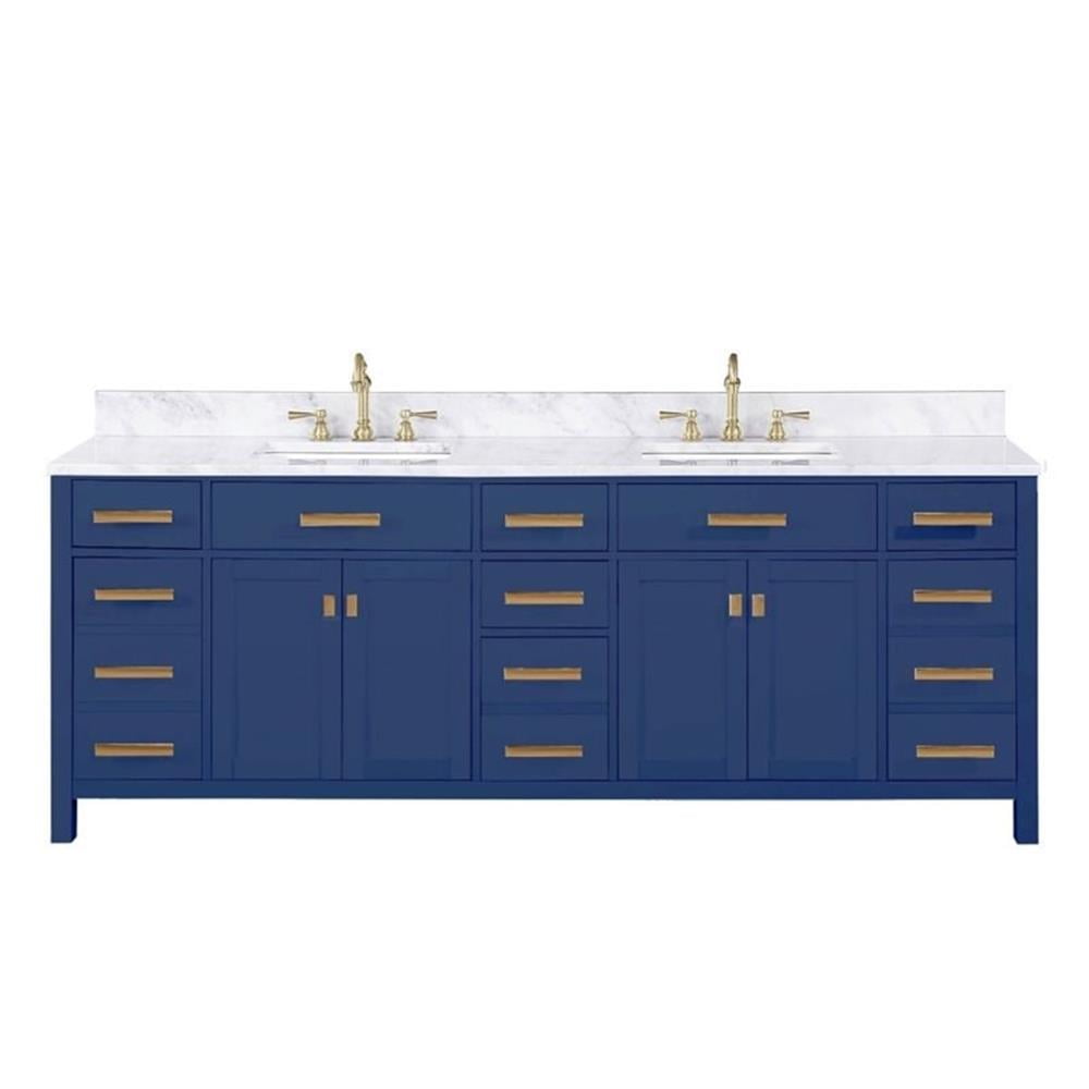 Valentino 84" Blue Double Vanity with Quartz Countertop