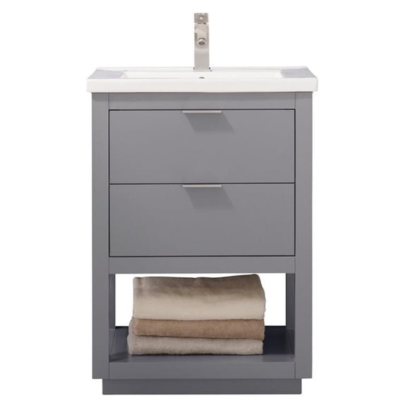Design Element Klein 24" Single Sink Bathroom Vanity In Gray