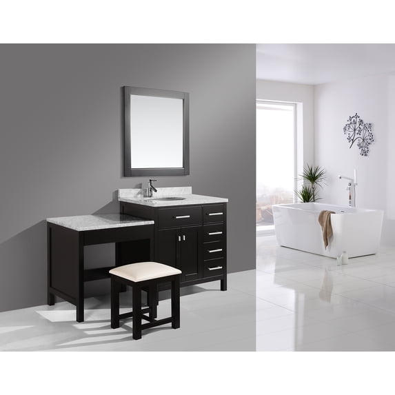 Design Element London 36" Single Sink Bathroom Vanity Set in Espresso with Make-up Table Set