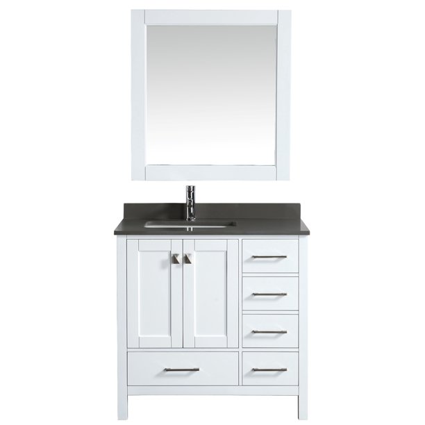 Design Element London 36" Single Sink Bathroom Vanity in White with