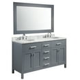 thumbnail image 1 of Design Element London 61" Double Sink Bathroom Vanity Set in Gray Finish with Carrara Marble Top, 1 of 7