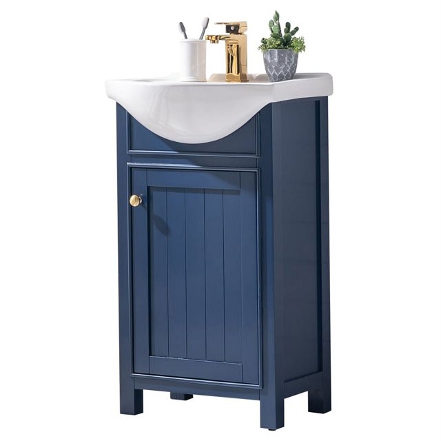 Design Element Marian 20" Solid Wood Single Sink Vanity in Blue