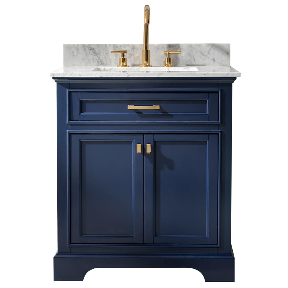 24 in. Modern Bathroom Vanity Storage Freestanding Cabinet with Tip-out  Drawer and Single Top Sink, Blue