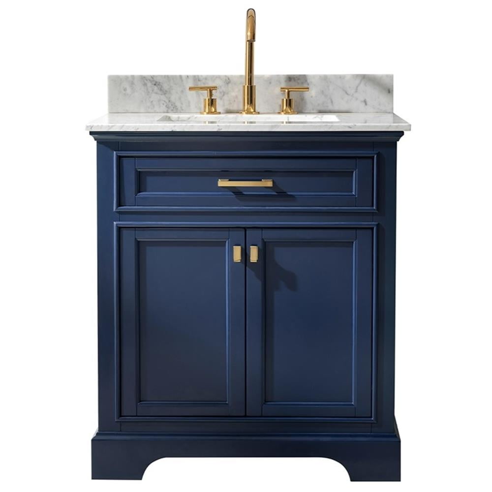 Milano 30" Blue Birch Vanity with White Quartz Top