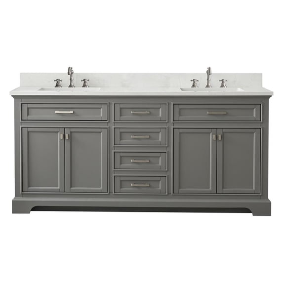 Design Element Milano 72" Double Sink Bathroom Vanity in Grey