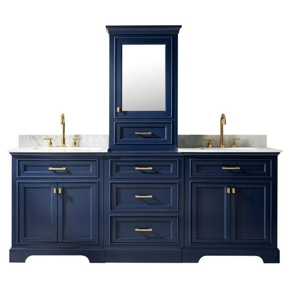 Design Element Milano 84" Double Sink Bathroom Vanity Modular Set in Blue