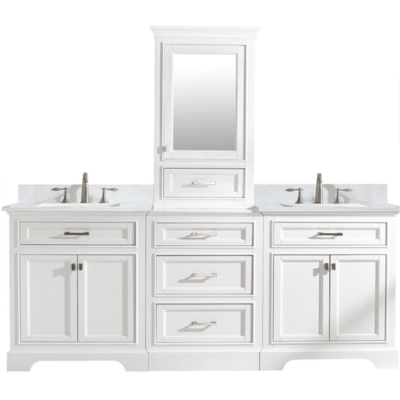 Design Element Milano 84" Double Sink Bathroom Vanity Modular Set in White