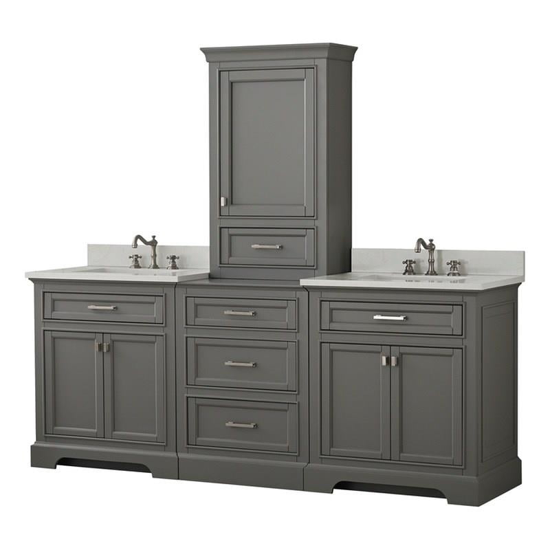 Milano 84" Gray Birch Double Vanity with Quartz Top