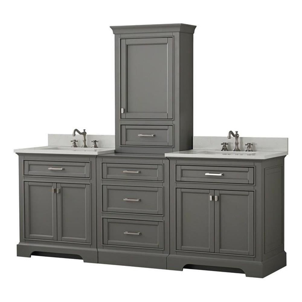 Milano 84" Gray Birch Double Vanity with Quartz Top