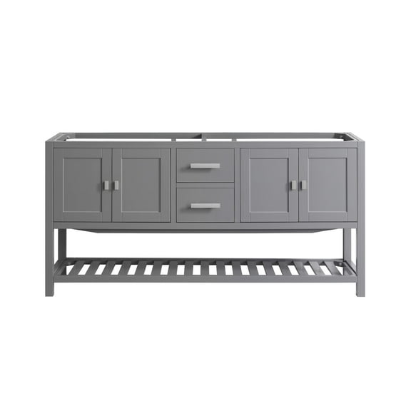 Design Element Monaco 72" Grey Bathroom Vanity Base Cabinet without Top