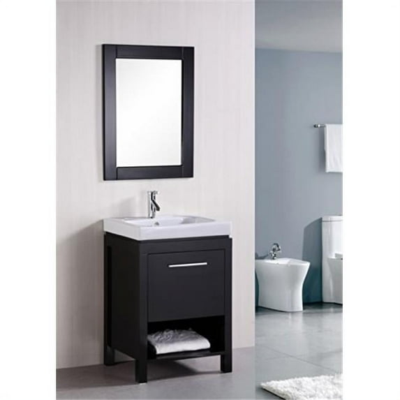 Design Element New York 24" Single Sink Bathroom Vanity Set in Espresso