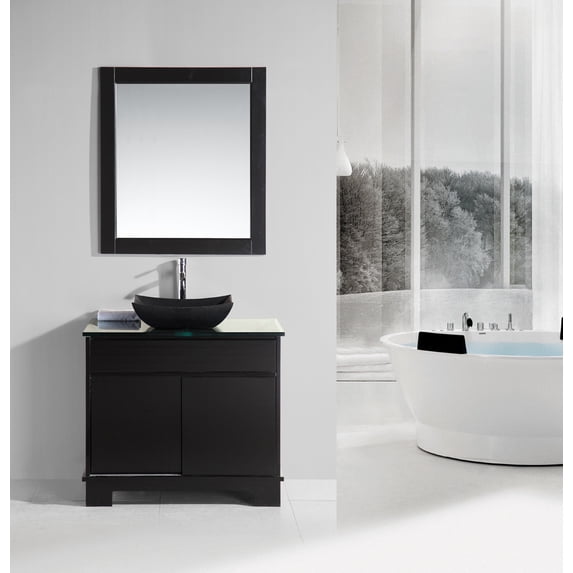 Design Element Oasis 36" Single Sink Bathroom Vanity Set with Decorative Drawer in Espresso