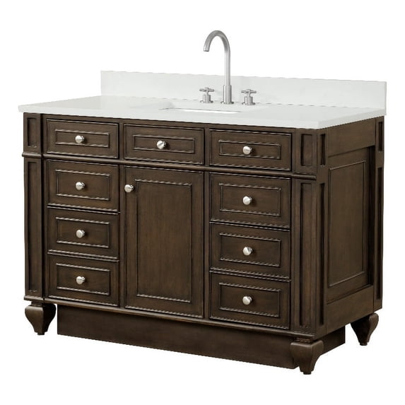 Design Element Winston 48" Solid Birch Hardwood Single Vanity in Walnut