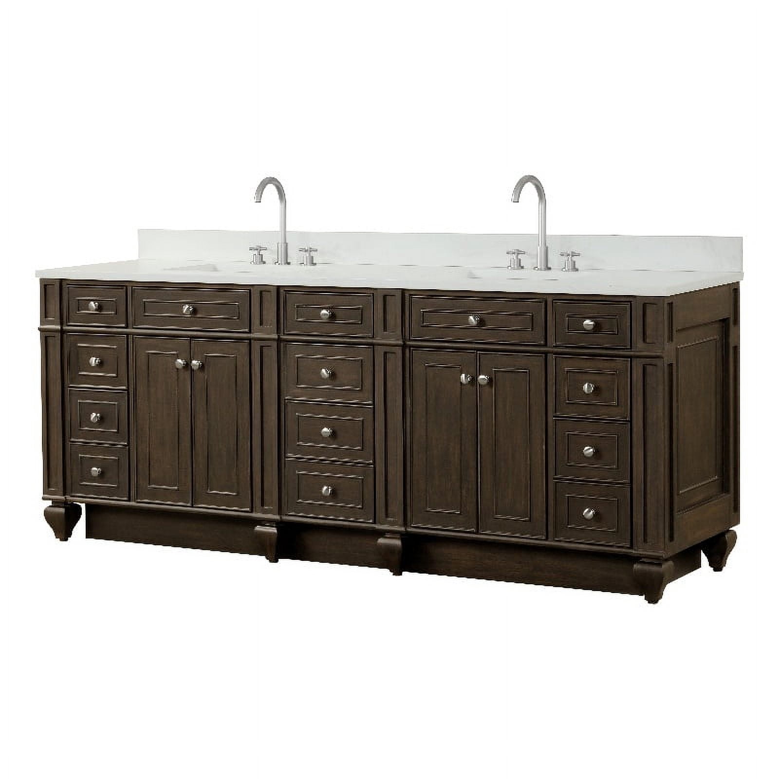 Design Element Winston 84" Solid Birch Hardwood Double Vanity in Walnut