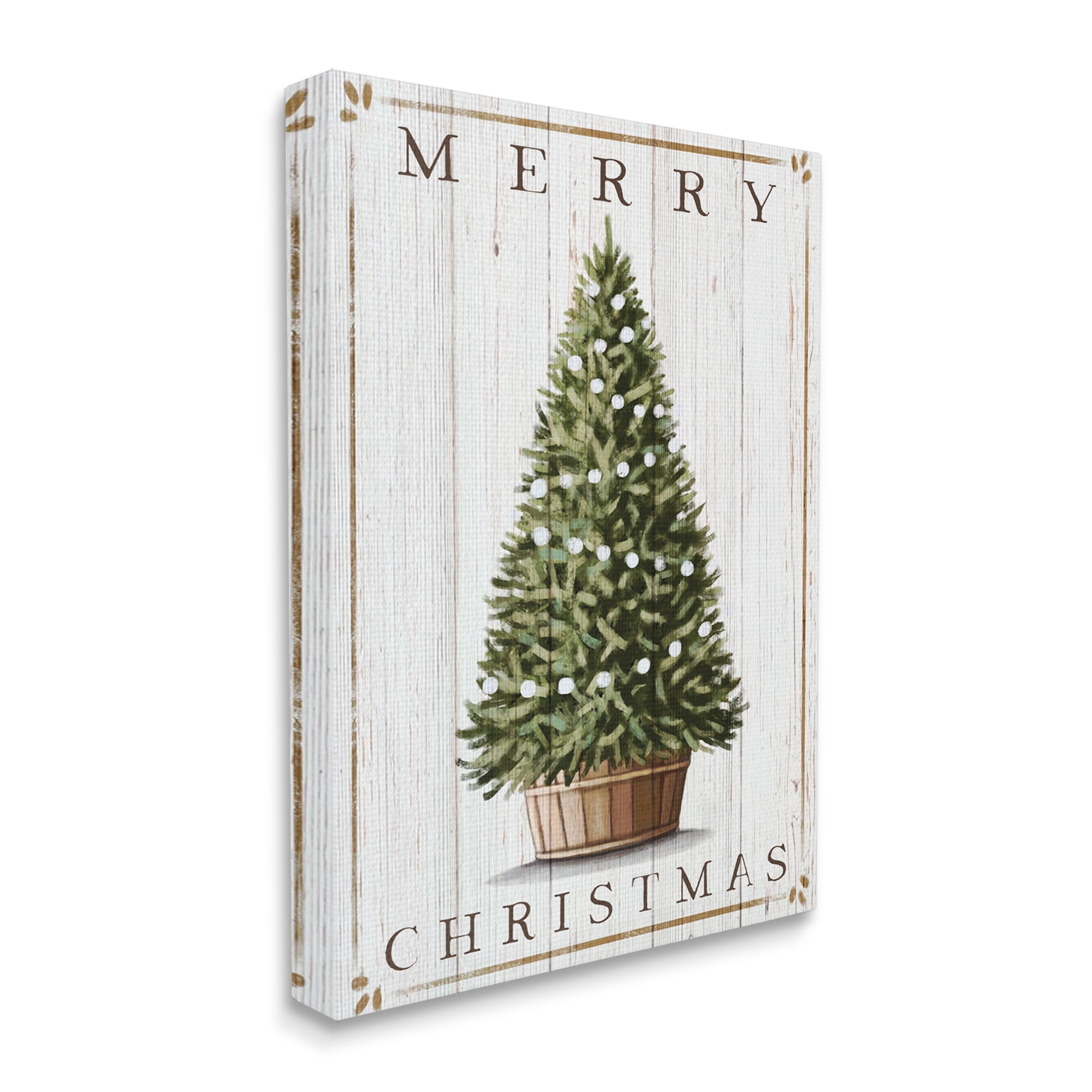 Design by Elizabeth Tyndall Stupell Indtries Merry Christmas Country Farm Tree Rtic Pattern 36 in x 48 in Painting Canvas Art Print, by Stupell Home Décor