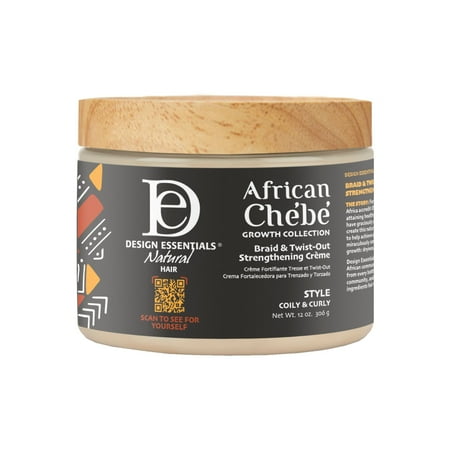 Design Essentials Chebe Braid & Twist Out Styling Hair Crème 12oz. Coily and Curly, Moisturizing