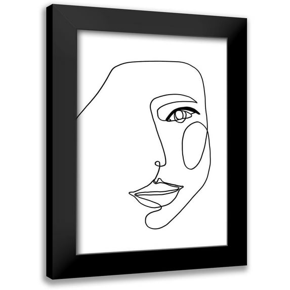 Design Fabrikken 11x14 Black Modern Framed Museum Art Print Titled - Face Line 1