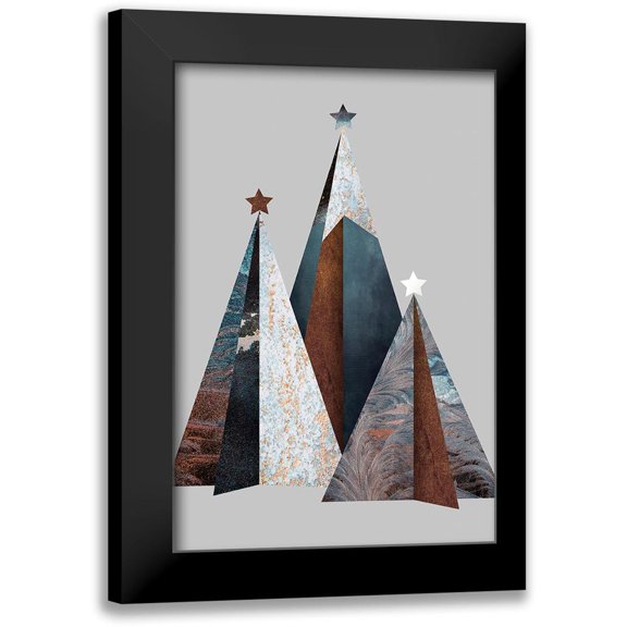 Design Fabrikken 11x14 Black Modern Framed Museum Art Print Titled - Three Christmas Trees