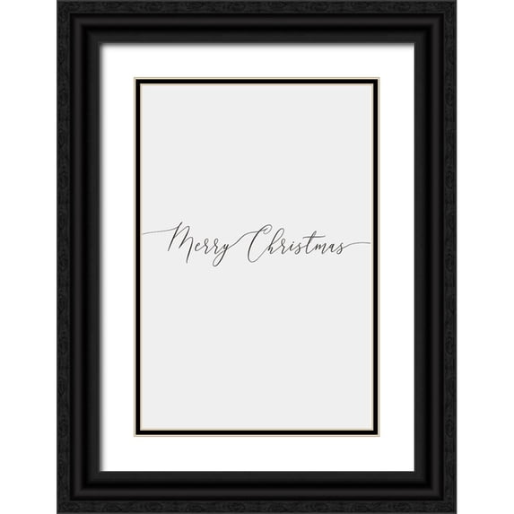 Design Fabrikken 13x18 Black Ornate Wood Framed with Double Matting Museum Art Print Titled - Merry Christmas 1