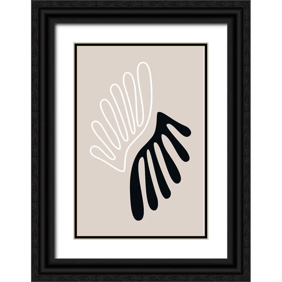 Design Fabrikken 13x18 Black Ornate Wood Framed with Double Matting Museum Art Print Titled - The Leaf 1