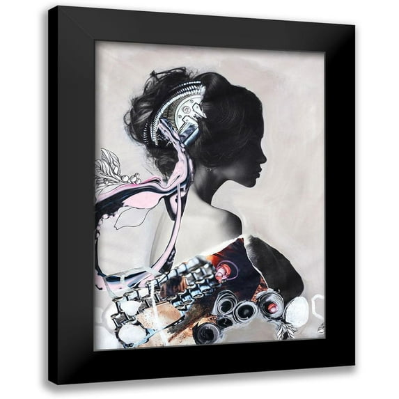 Design Fabrikken 14x18 Black Modern Framed Museum Art Print Titled - Pink Fluence 1