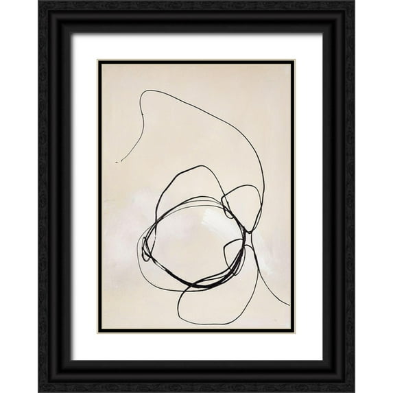 Design Fabrikken 14x18 Black Ornate Wood Framed with Double Matting Museum Art Print Titled - Fine Line 5