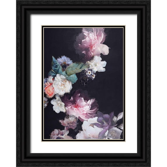 Design Fabrikken 14x18 Black Ornate Wood Framed with Double Matting Museum Art Print Titled - Purple Blossom 1