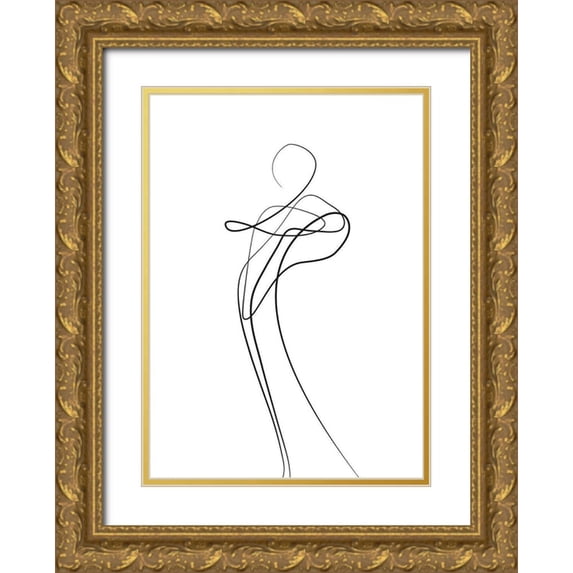 Design Fabrikken 14x18 Gold Ornate Wood Framed with Double Matting Museum Art Print Titled - Shape of You 1