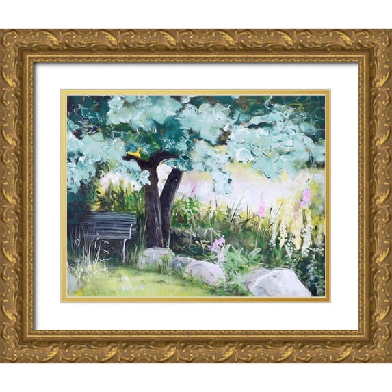 Design Fabrikken 18x15 Gold Ornate Wood Framed with Double Matting Museum Art Print Titled - Spring Field