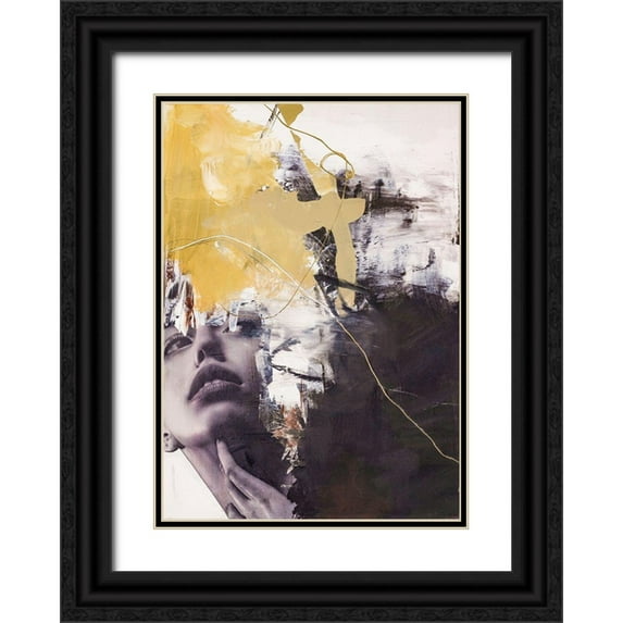 Design Fabrikken 18x24 Black Ornate Wood Framed with Double Matting Museum Art Print Titled - Yellow Era 2