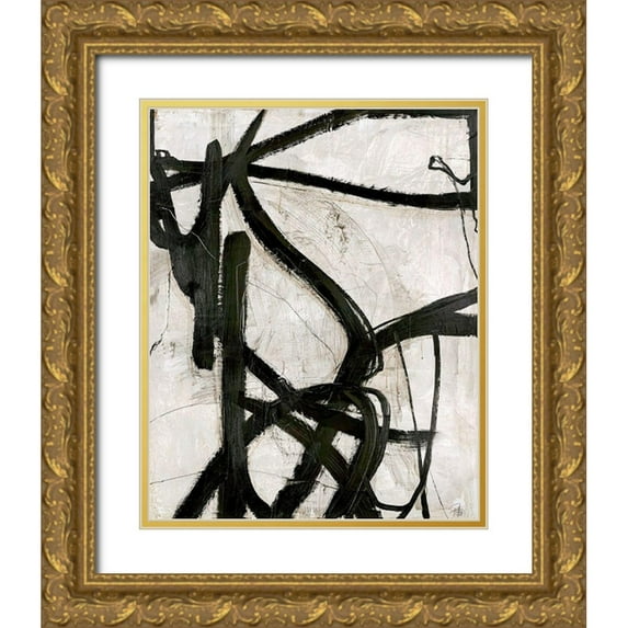 Design Fabrikken 20x24 Gold Ornate Wood Framed with Double Matting Museum Art Print Titled - Graphical Lines 5