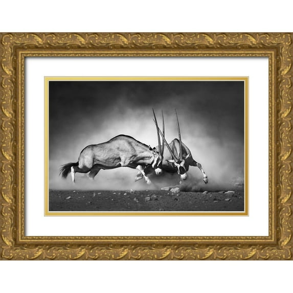 Design Fabrikken 24x17 Gold Ornate Wood Framed with Double Matting Museum Art Print Titled - Combat