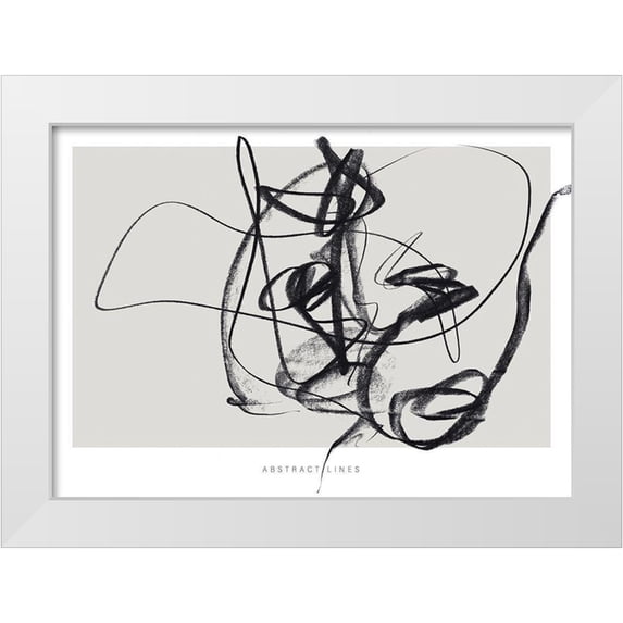 Design Fabrikken 24x18 White Modern Wood Framed Museum Art Print Titled - Lines 2