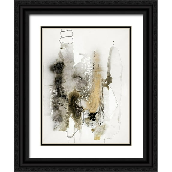Design Fabrikken 25x32 Black Ornate Wood Framed with Double Matting Museum Art Print Titled - Aqua Sketch 2