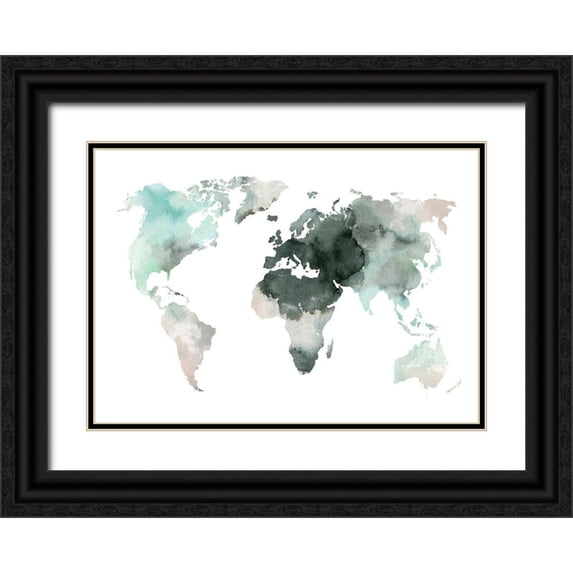 Design Fabrikken 32x24 Black Ornate Wood Framed with Double Matting Museum Art Print Titled - Water World