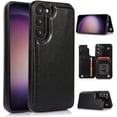 thumbnail image 1 of Design for Galaxy S23 Plus Case with Credit Card Holder Slot PU Leather Wallet Phone Cases Stand Kickstand Durable Shockproof Protective Cover for Samsung S23+ Women Men 6.6 inch Black, 1 of 12