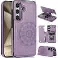thumbnail image 1 of Design for Galaxy S24 5G Case with Credit Card Holder Slot PU Leather Wallet Phone Cases Stand Kickstand Durable Shockproof Protective Cover for Samsung S 24 Women Men 6.1 inch Purple, 1 of 13