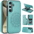 thumbnail image 1 of Design for Galaxy S24 5G Case with Credit Card Holder Slot PU Leather Wallet Phone Cases Stand Kickstand Durable Shockproof Protective Cover for Samsung S 24 Women Men 6.1 inch Green, 1 of 6
