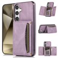 thumbnail image 1 of Design for Galaxy S24 Plus 5G Wallet Case with Credit Card Holder Slot PU Leather Phone Cover Stand Kickstand Shockproof Protective Cell Accessories for Samsung S24+ Women Men 6.6 inch Purple, 1 of 14
