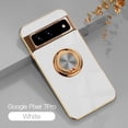 thumbnail image 1 of Design for Google Pixel 7 Pro Case, Soft TPU Edge Plating 360 Degree Rotation Ring Holder Kickstand Protective Anti-Scratch Cover Magnetic Work with Car for Google Pixel 7 Pro,White, 1 of 10