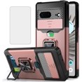 thumbnail image 1 of Design for Google Pixel 8 Phone Case with Screen Protector Card Holder Stand Kickstand Heavy Duty Shockproof Hybrid Rugged Drop Protective Cover for pixel8 google8 Women Men Girls Rose Gold, 1 of 13