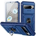 thumbnail image 1 of Design for Google Pixel 8 Pro Phone Case with Screen Protector Ring Holder Kickstand Heavy Duty Rugged Shockproof Military Grade Bumper Protective Cover for Women Men Girls 6.7 inch Blue, 1 of 14