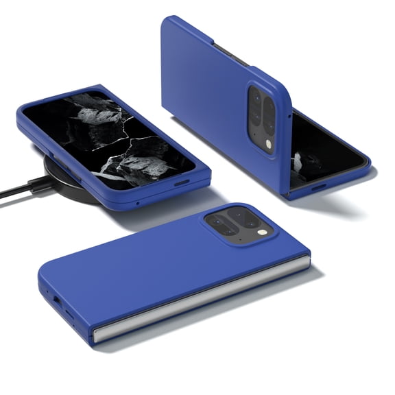 Design for Google Pixel 9 Pro Fold Case with Hinge Protection, Liquid Silicone Soft Gel Rubber Heavy Duty Shockproof Anti Scratch Cover Full Body Protective Phone Case,Darkblue