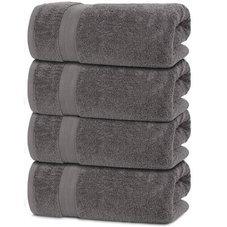 All Design Grey Bath Towels 27" x 54" Quick-Dry High Absorbent 100% Turkish Cotton Towel for Bathroom, Guests, Pool, Gym, Camp, Travel, College Dorm, Shower, Airbnb(Grey, 4 Pack Bath Towel)