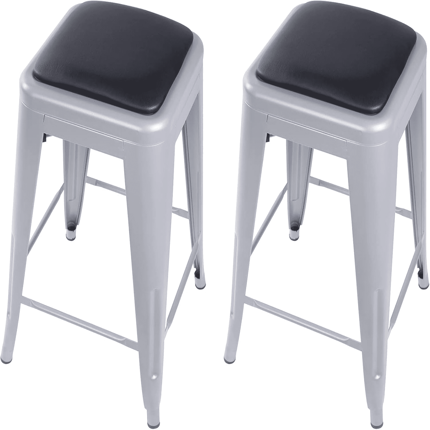 Design Group 24" Gray Metal Counter Stools with Wooden Seat(1 Pack