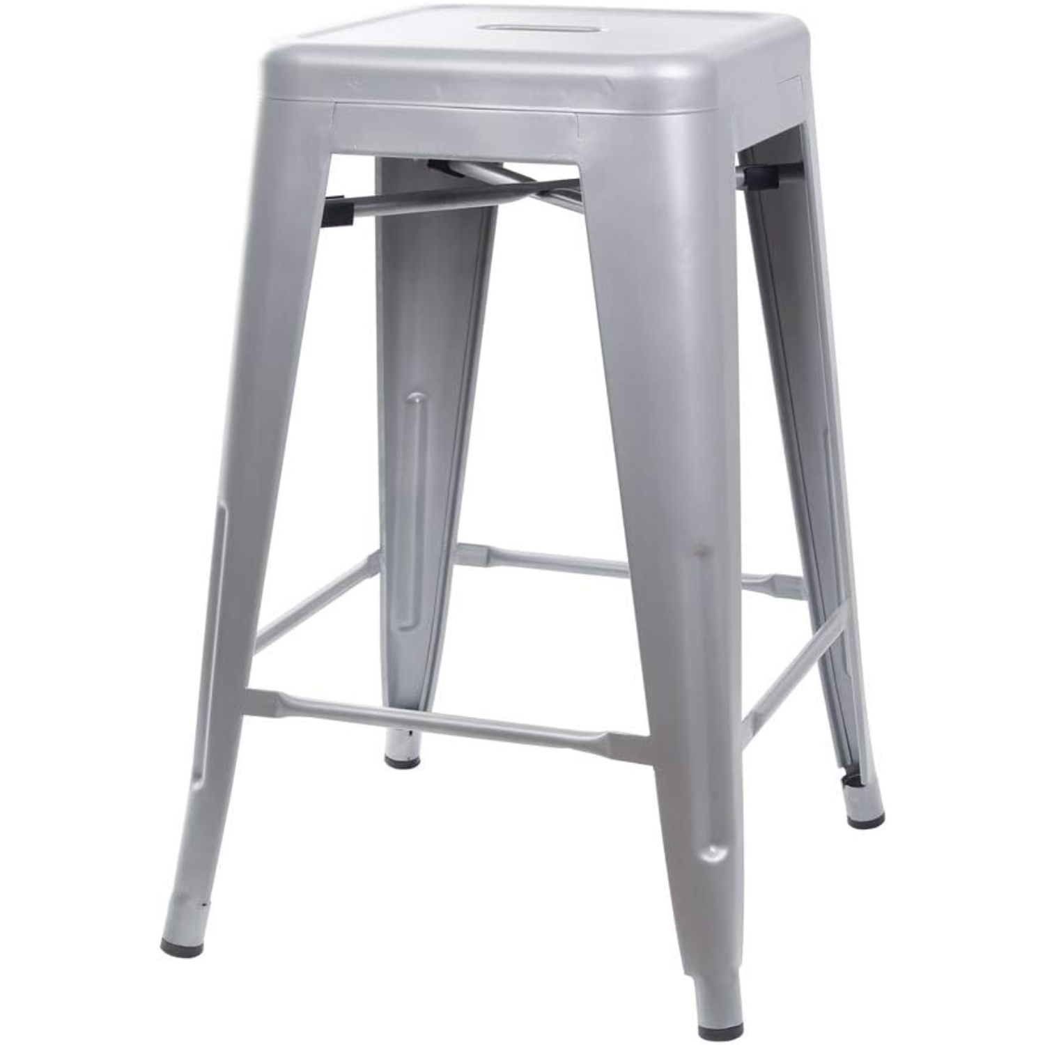 Design Group 24" Gray Metal Counter Stools with Wooden Seat(1 Pack