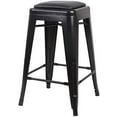 Design Group Gunmetal 24" Metal Counter Stools with Light Wooden Seat(4